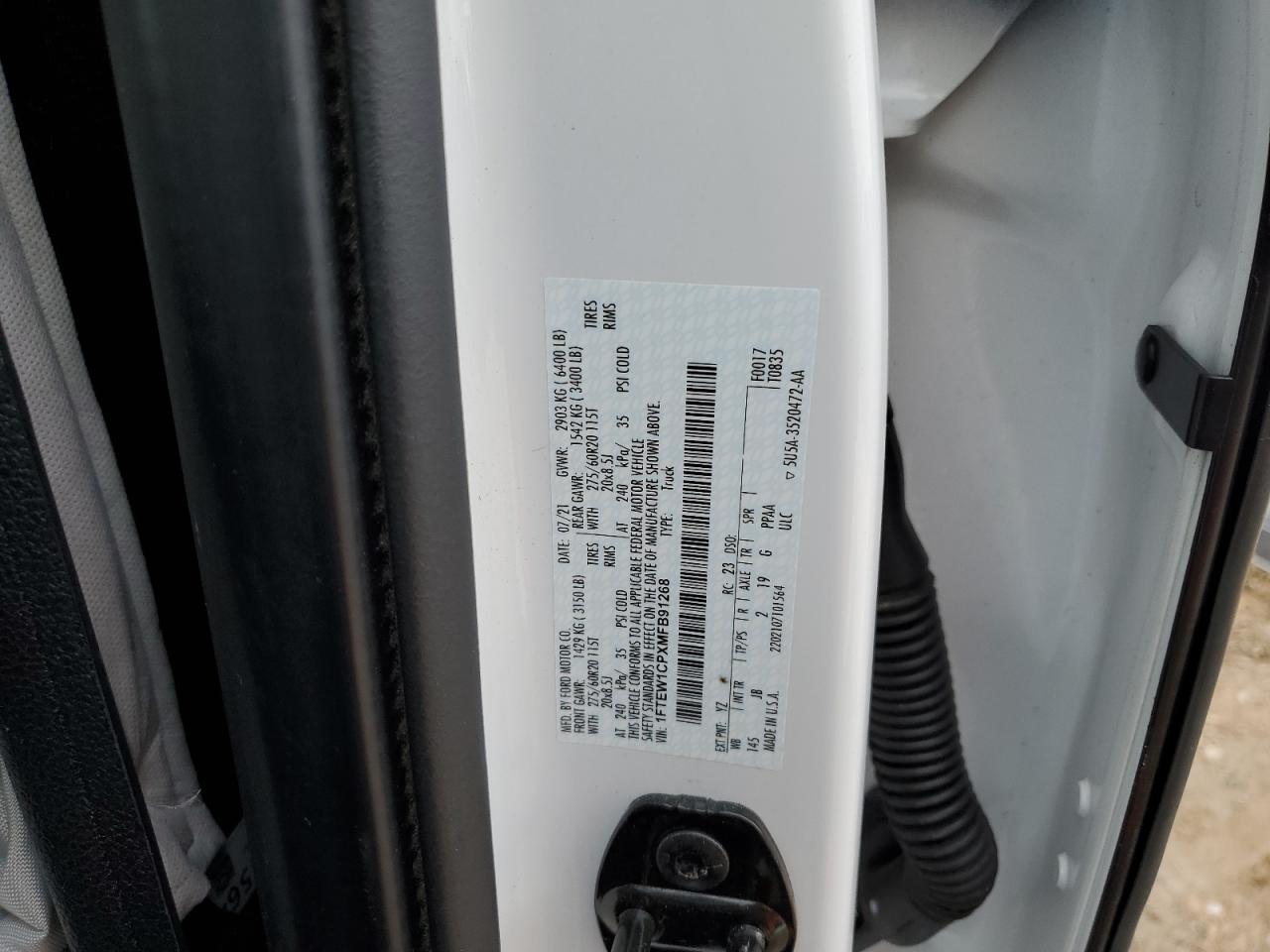 1FTEW1CPXMFB91268 FORD F-150 2021