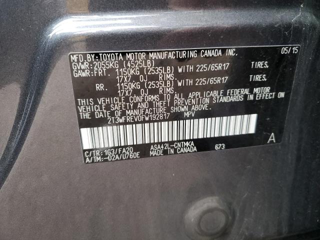 2015 TOYOTA RAV4 XLE 2T3WFREV0FW192817