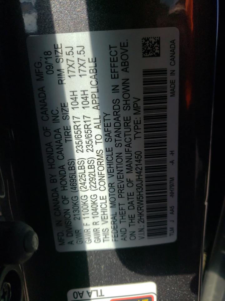 2HKRW5H30JH421450 HONDA CRV 2018