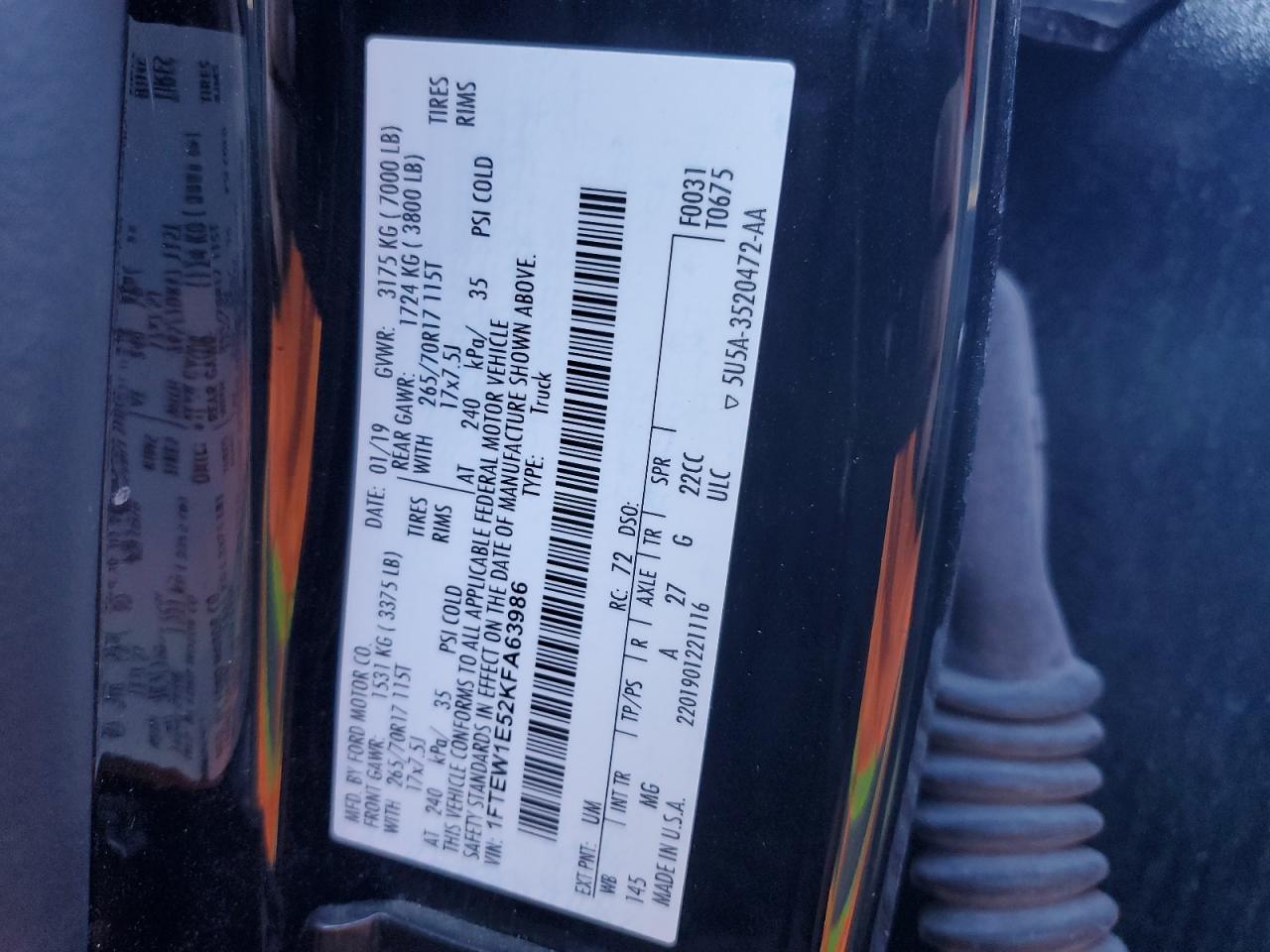 1FTEW1E52KFA63986 FORD F-150 2019