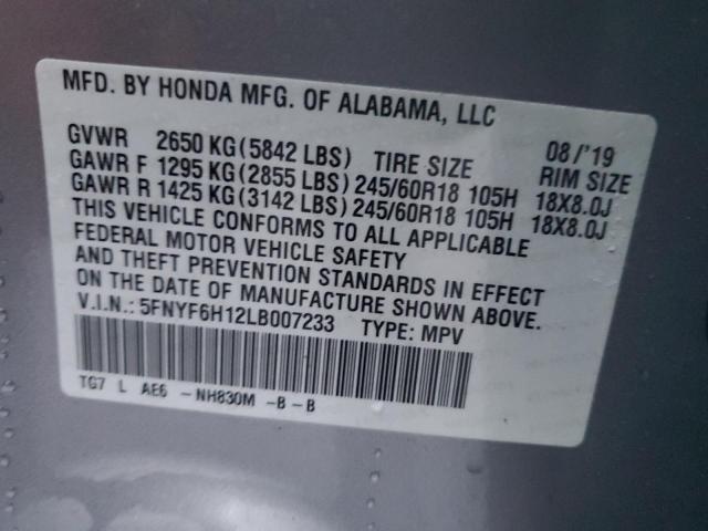 2020 HONDA PILOT LX - 5FNYF6H12LB007233