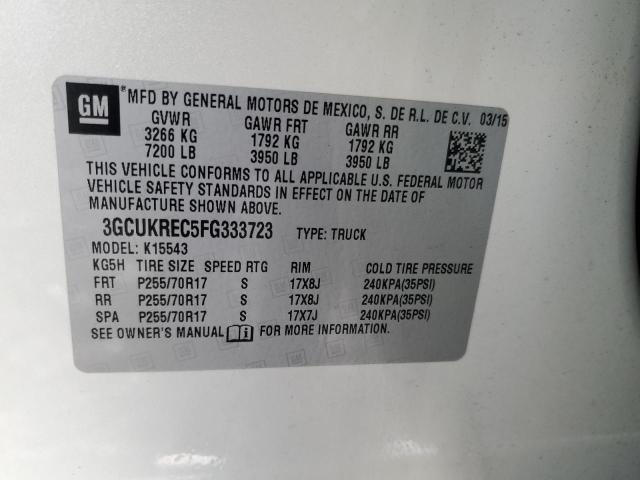 3GCUKREC5FG333723 | 2015 CHEVROLET 1500 SILVE