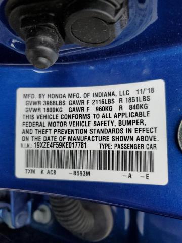 2019 HONDA INSIGHT EX - 19XZE4F59KE017781