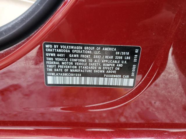 2019 VOLKSWAGEN PASSAT WOL - 1VWLA7A39KC001223