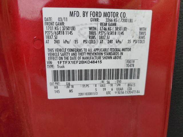 1FTFX1EF2BKD48415 2011 Ford F150 Super Cab