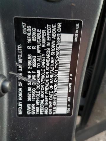 SHHFK7H82HU218671 | 2017 HONDA CIVIC EXL