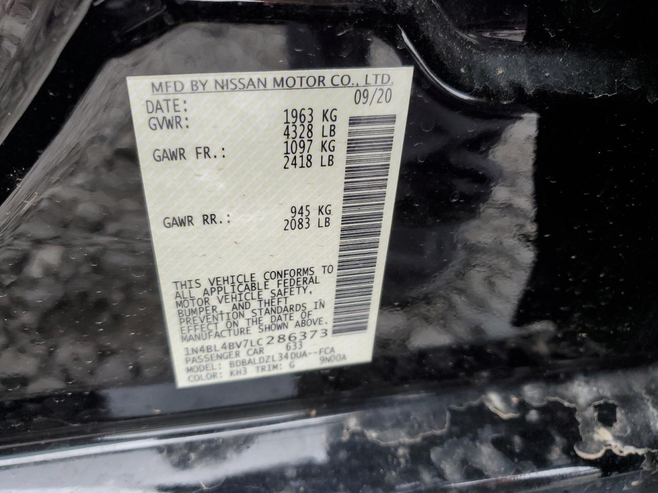 1N4BL4BV7LC286373 NISSAN ALTIMA 2020