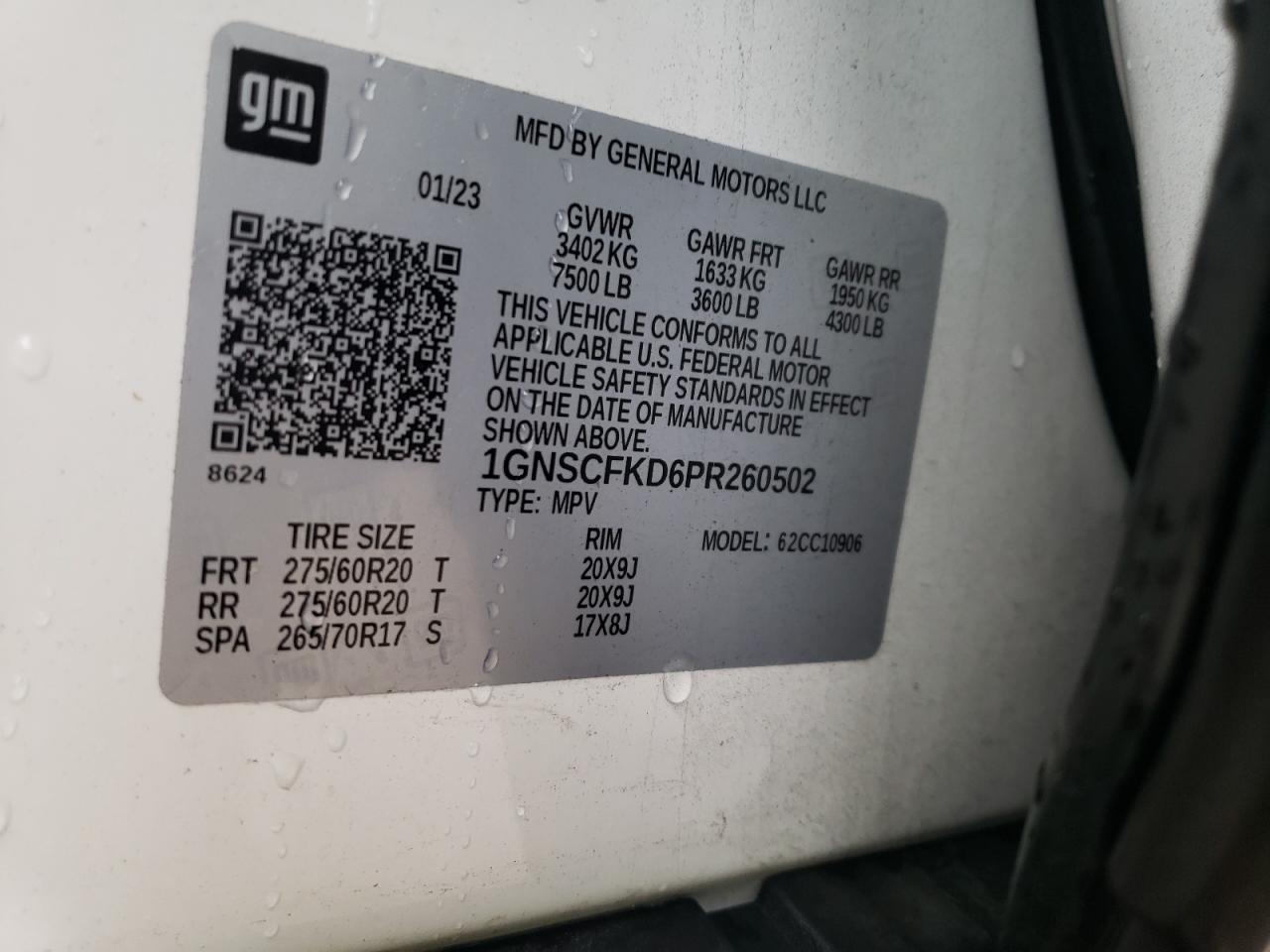 1GNSCFKD6PR260502 CHEVROLET SUBURBAN 2023