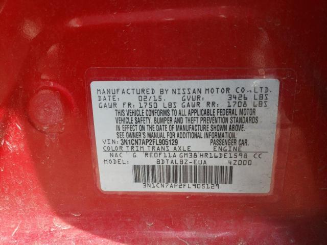 2015 Nissan Versa S VIN: 3N1CN7AP2FL905129 Lot: 45355004