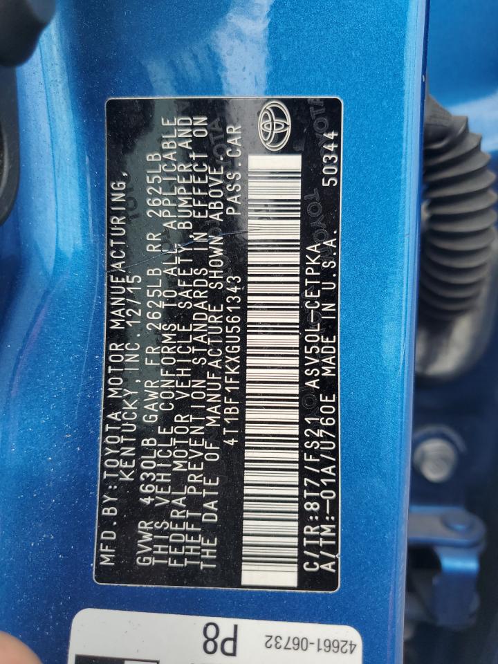 4T1BF1FKXGU561343 TOYOTA CAMRY 2016