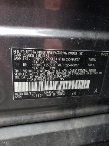 2T3F1RFV7MC211181 | 2021 TOYOTA RAV4 LE