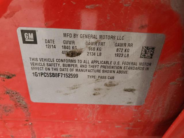 1G1PC5SB8F7152599 2015 Chevrolet Cruze Lt