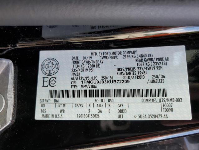 1FMCU9J93KUB72209 2019 FORD ESCAPE - Image 12