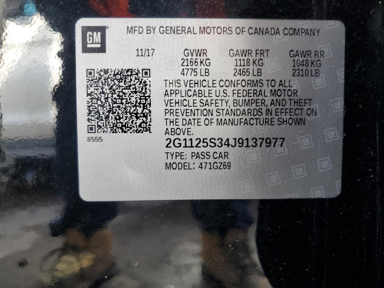 2G1125S34J9137977 CHEVROLET IMPALA 2018