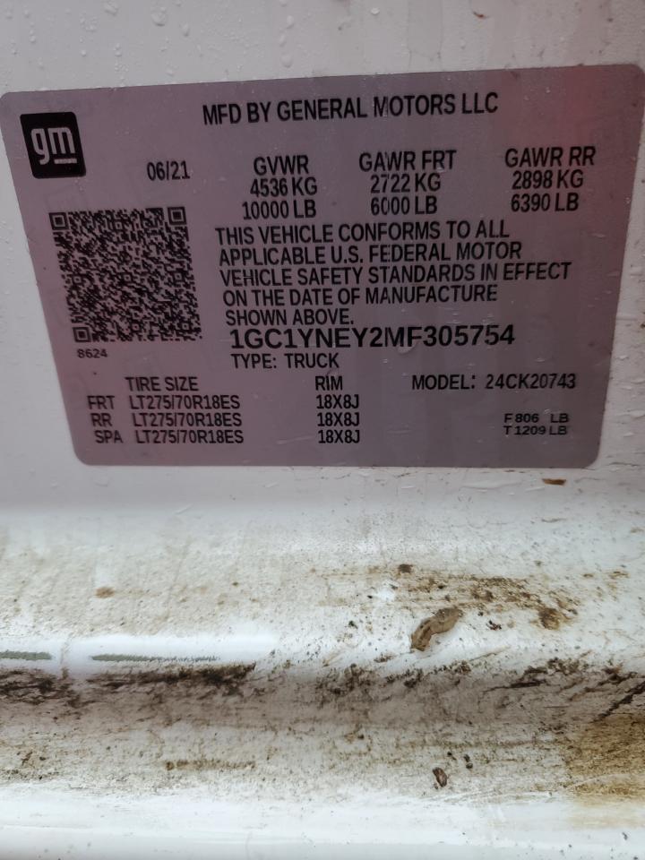 1GC1YNEY2MF305754 CHEVROLET ALL Models 2021