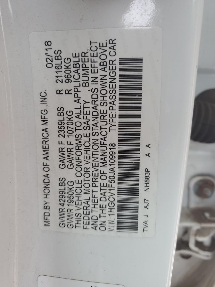 1HGCV1F50JA109918 HONDA ACCORD 2018