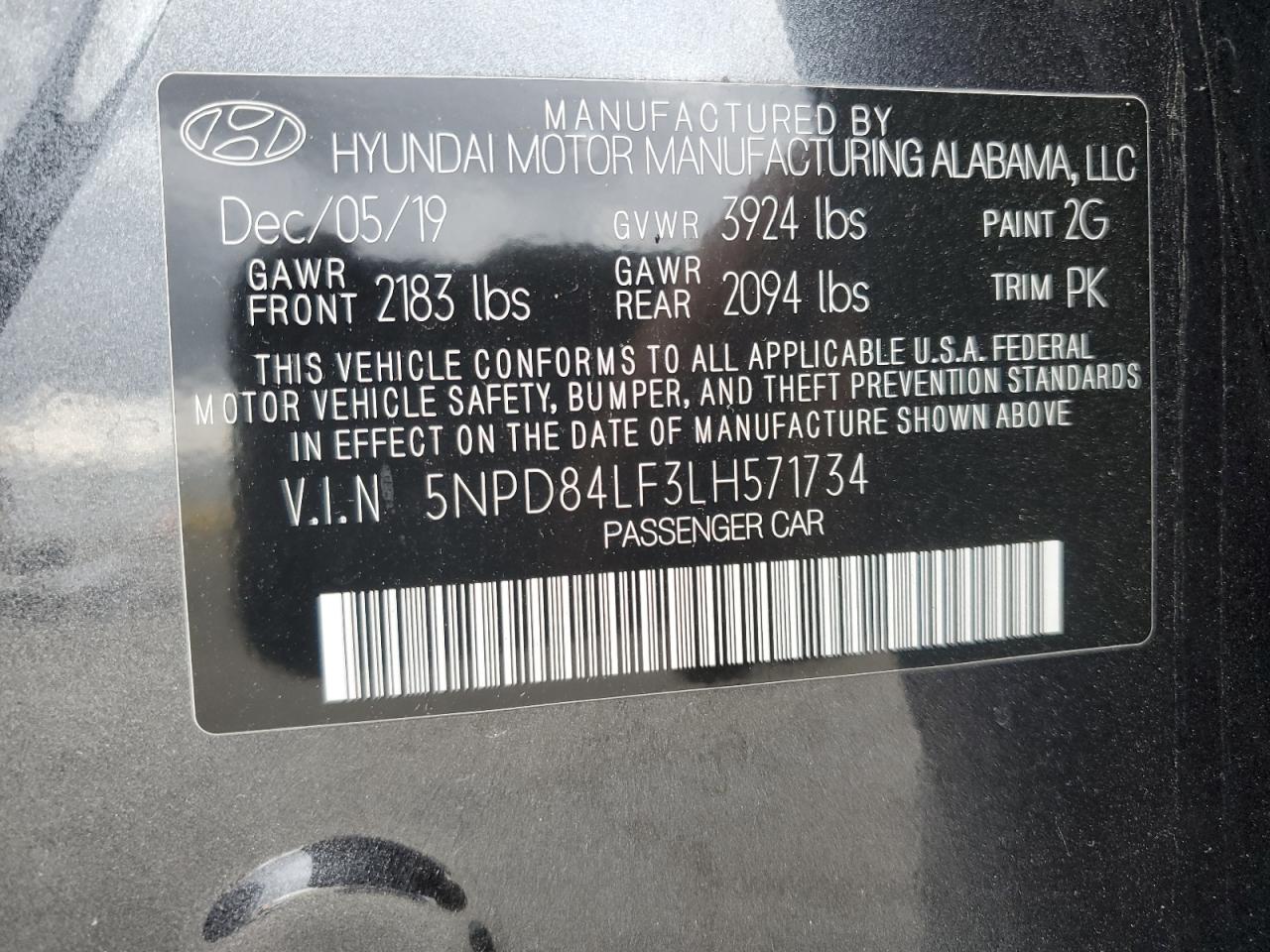 5NPD84LF3LH571734 HYUNDAI ELANTRA 2020