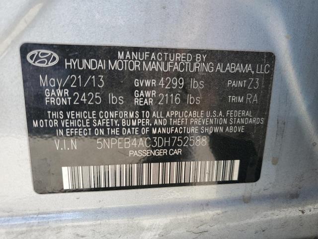 2013 Hyundai Sonata Gls VIN: 5NPEB4AC3DH752588 Lot: 82335143
