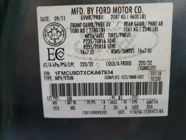 1FMCU9D7XCKA67934 | 2012 Ford escape xlt