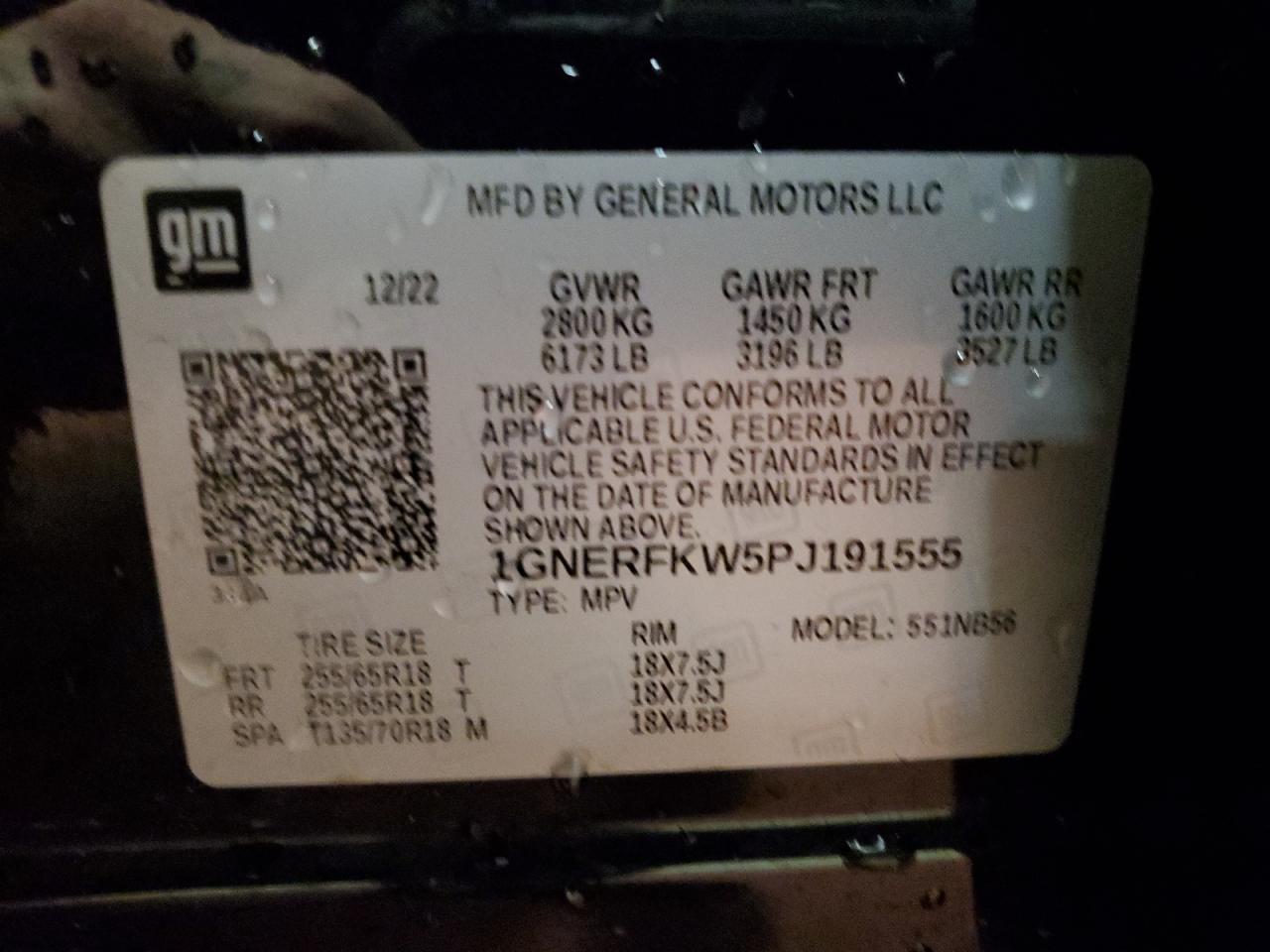 1GNERFKW5PJ191555 CHEVROLET TRAVERSE 2023