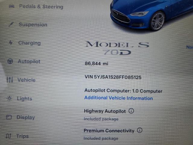 5YJSA1S28FF085125 | 2015 TESLA MODEL S 70