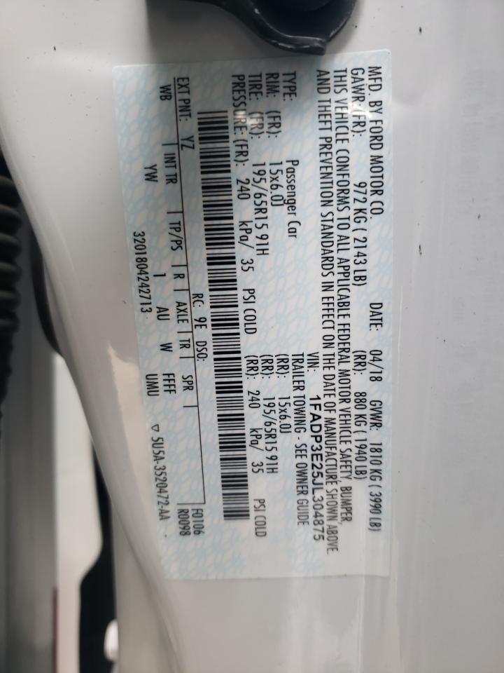 1FADP3E25JL304875 FORD FOCUS 2018