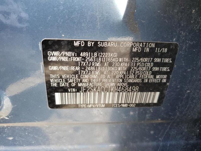 JF2SKACC1KH468498 | 2019 SUBARU FORESTER