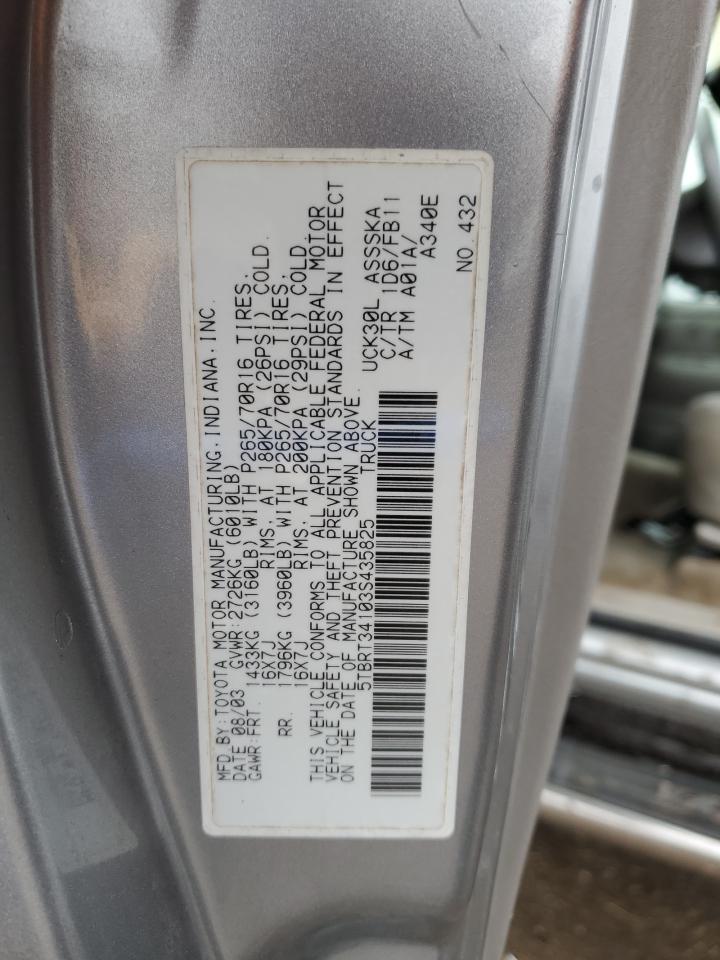 5TBRT34103S435825 2003 Toyota Tundra Access Cab Sr5