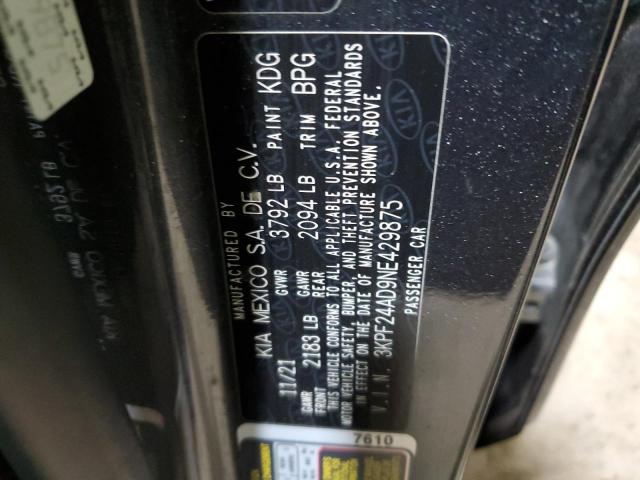 3KPF24AD9NE429875 2022 KIA FORTE - Image 12