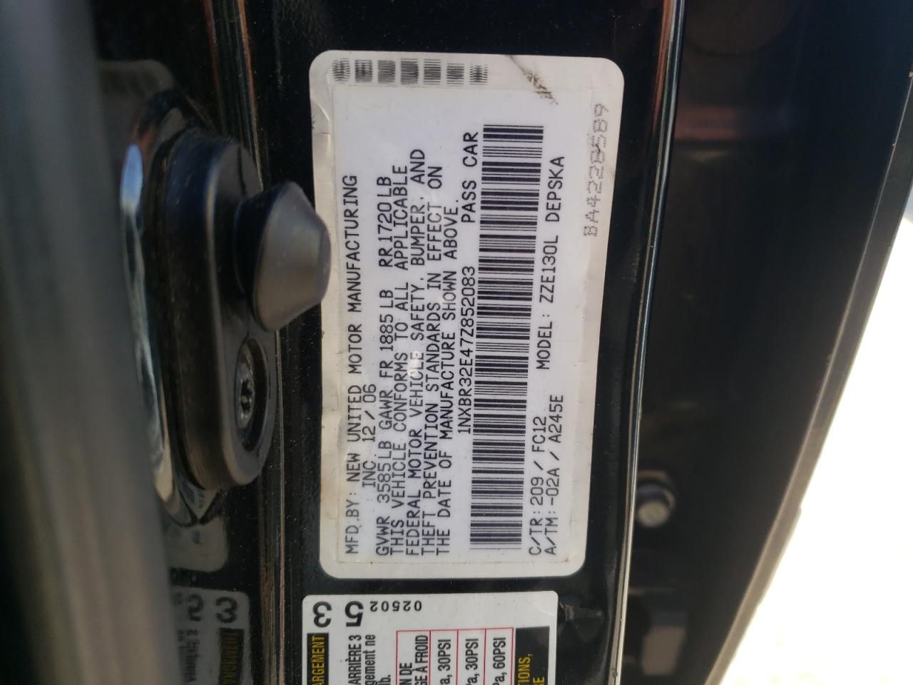 1NXBR32E47Z852083 2007 Toyota Corolla Ce