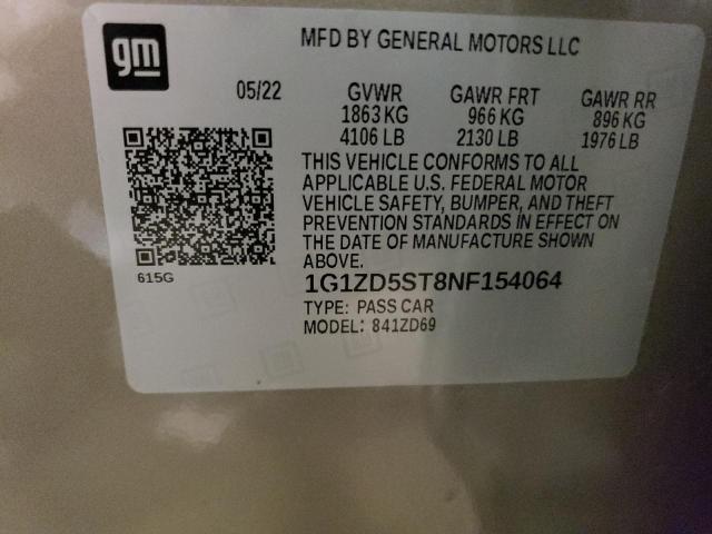 2022 CHEVROLET MALIBU LT - 1G1ZD5ST8NF154064