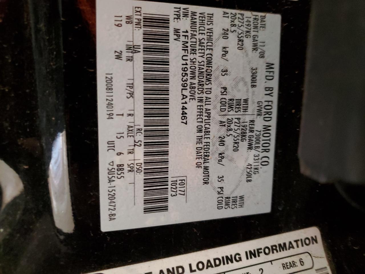 1FMFU19539LA14467 2009 Ford Expedition Limited