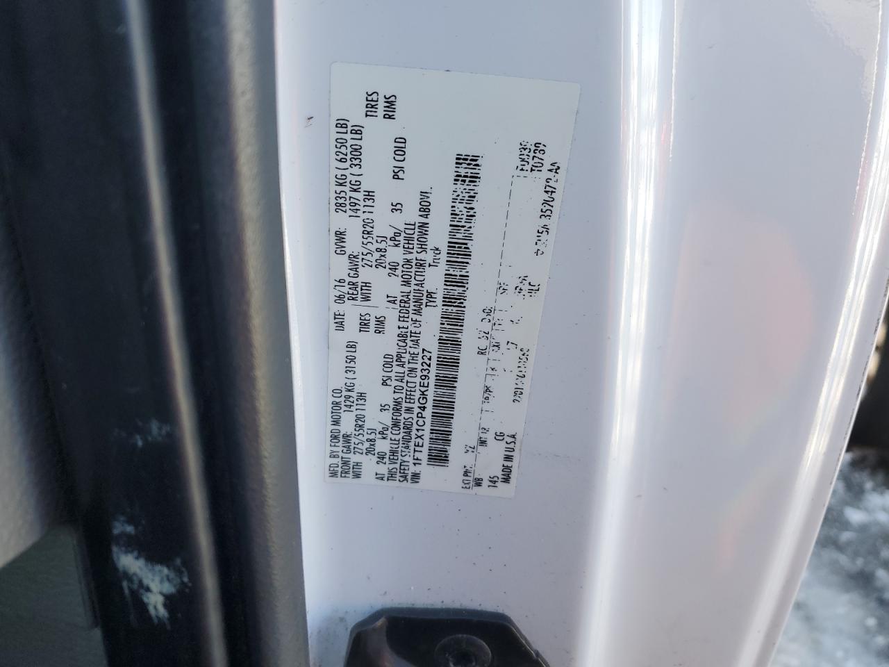1FTEX1CP4GKE93227 FORD F-150 2016