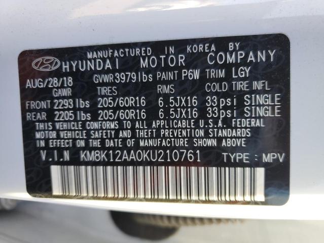 KM8K12AA0KU210761 | 2019 HYUNDAI KONA SE