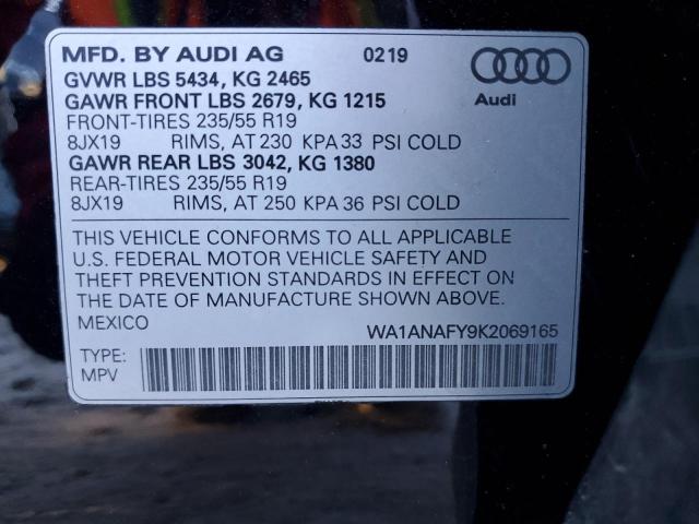 VIN WA1ANAFY9K2069165 2019 Audi Q5, Premium no.13