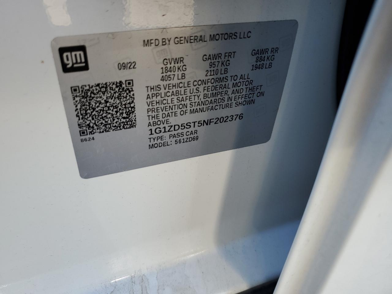 1G1ZD5ST5NF202376 CHEVROLET MALIBU 2022