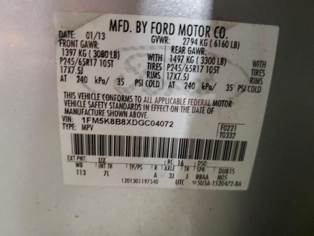 2013 Ford Explorer VIN: 1FM5K8B8XDGC04072 Lot: 81523393