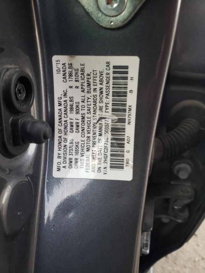 2HGFC2F73GH503577 HONDA CIVIC 2016