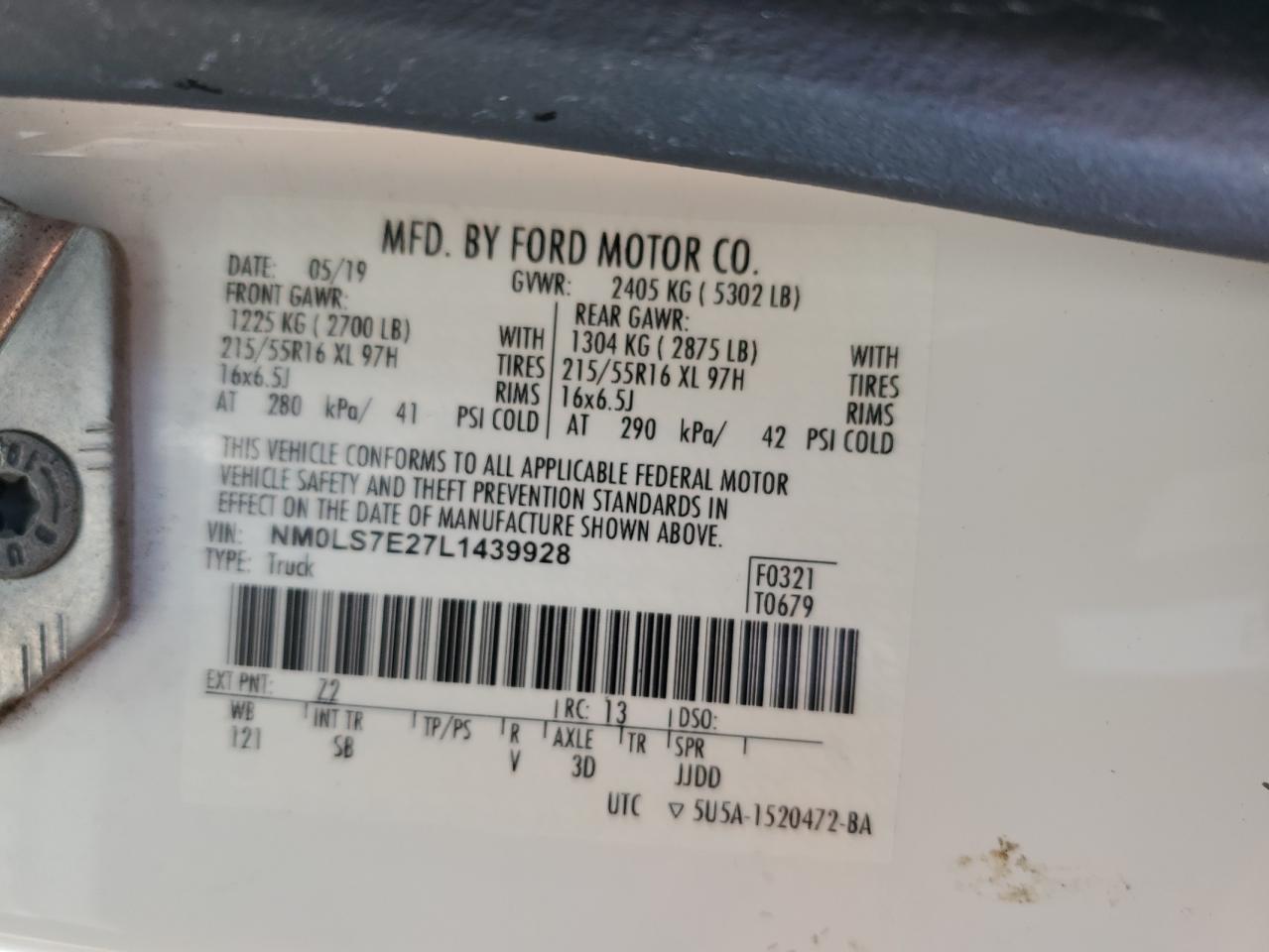 NM0LS7E27L1439928 FORD TRANSIT 2020