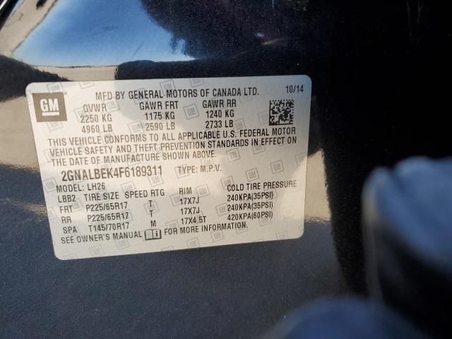 2015 Chevrolet Equinox Lt VIN: 2GNALBEK4F6189311 Lot: 37950264