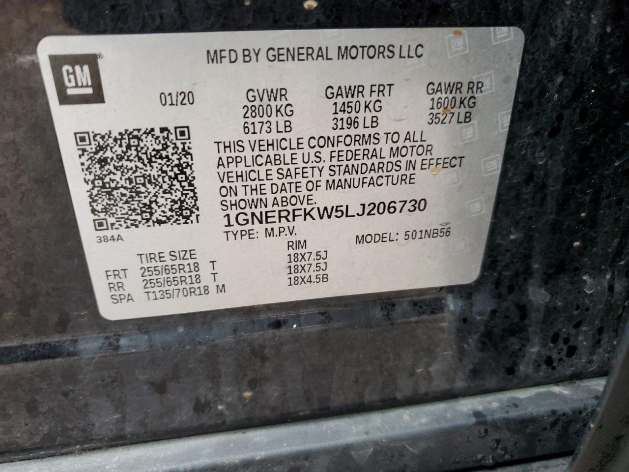 1GNERFKW5LJ206730 CHEVROLET TRAVERSE 2020