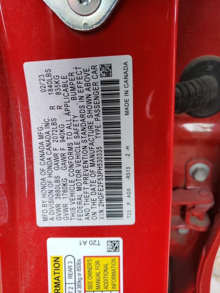 2HGFE2F53PH530335 HONDA CIVIC 2023