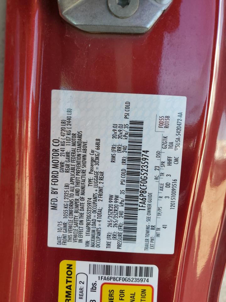 1FA6P8CF0G5235974 FORD MUSTANG 2016