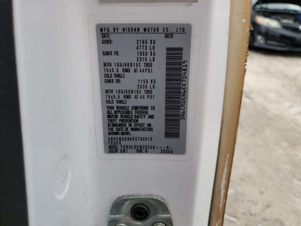 3N6CM0KN6KK704819 NISSAN NV 2019
