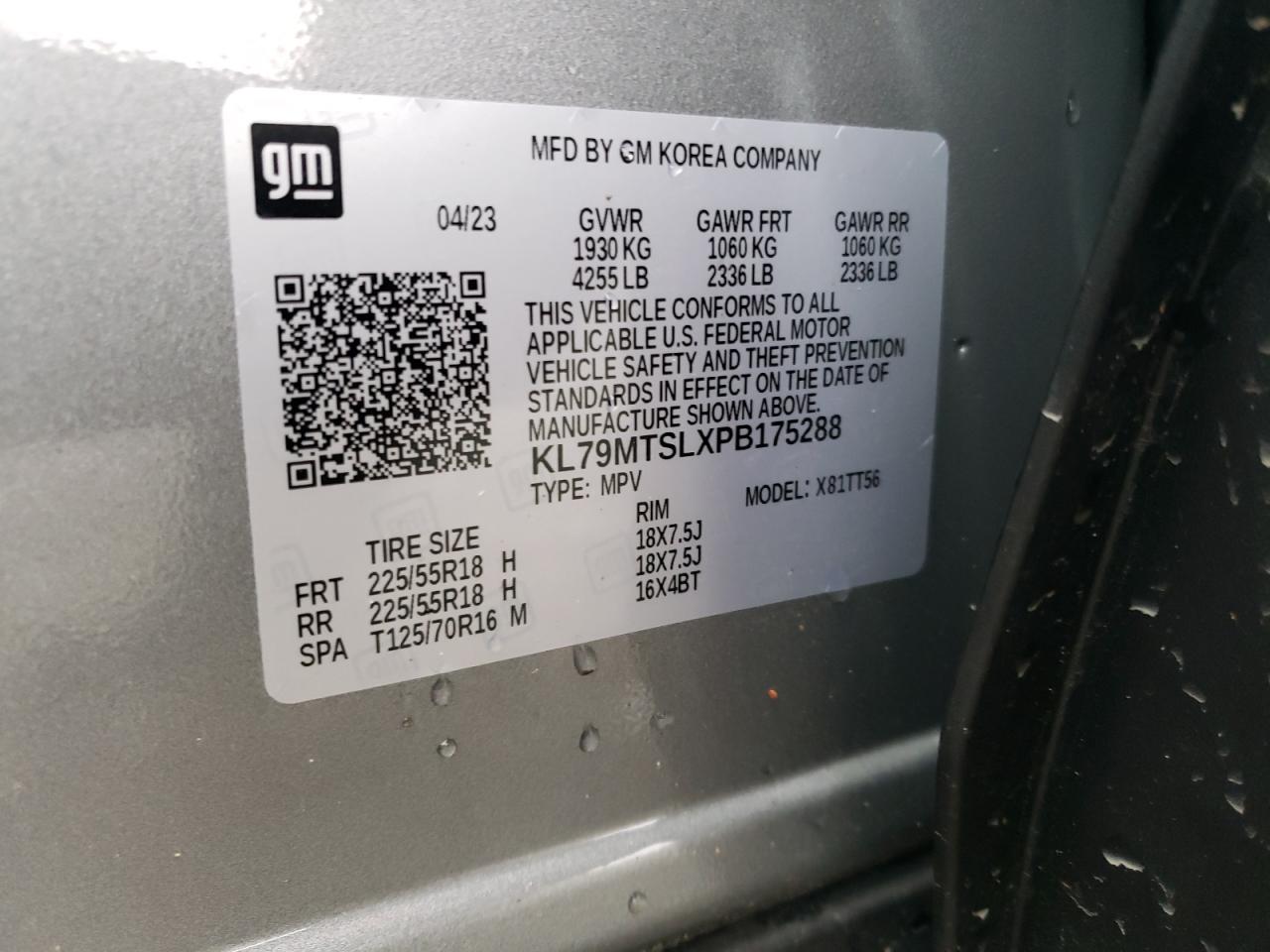 KL79MTSLXPB175288 CHEVROLET TRAILBLZR 2023