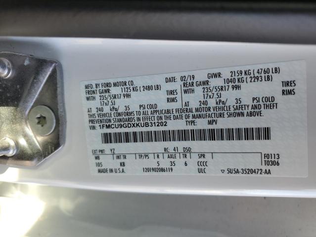 1FMCU9GDXKUB31202 2019 FORD ESCAPE - Image 12