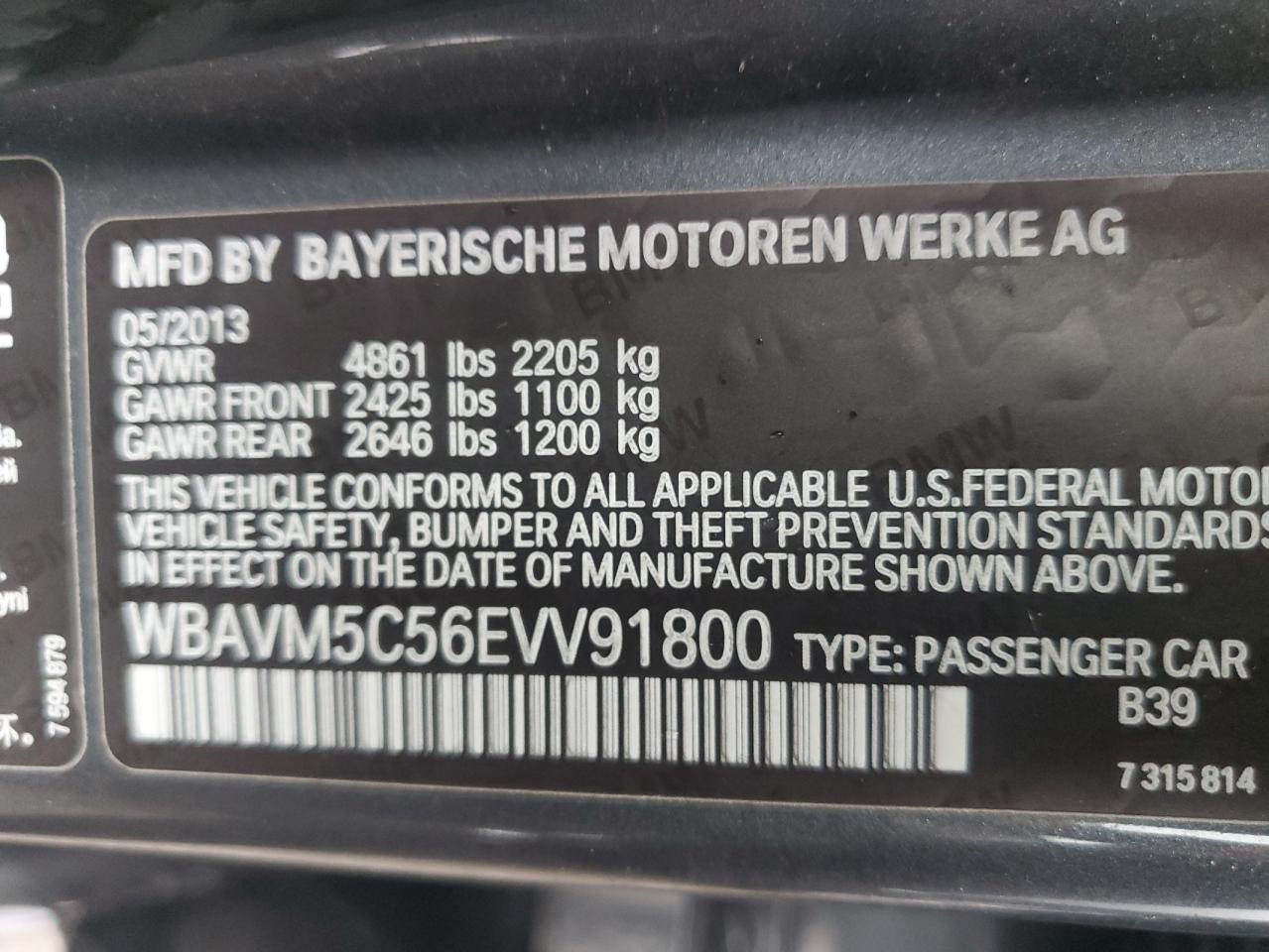 wbavm5c56evv91800 WBAVM5C56EVV91800 2014 BMW X1 xDrive35I