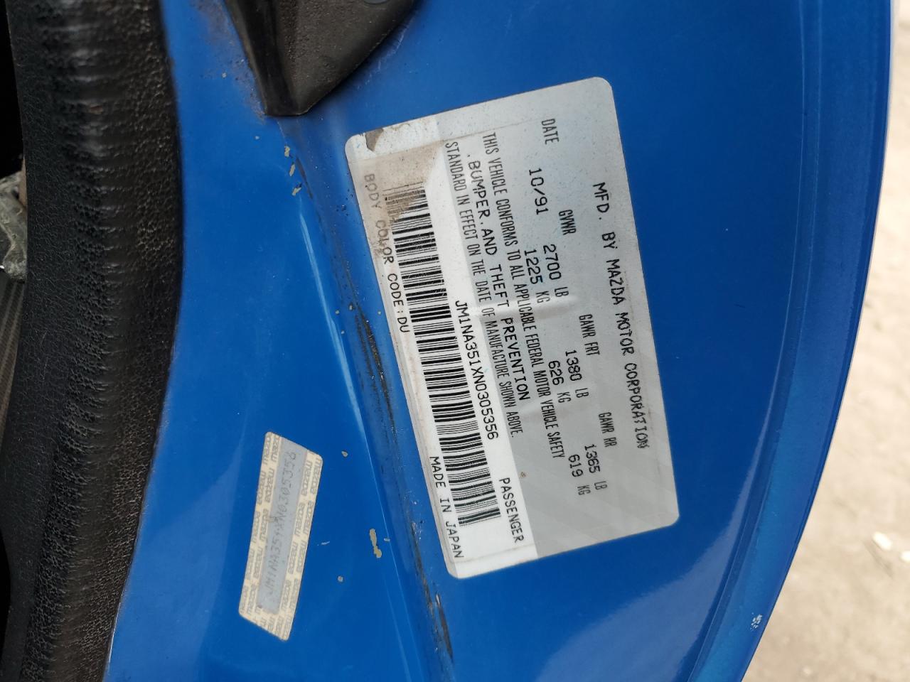 jm1na351xn0305356 JM1NA351XN0305356 1992 Mazda Mx-5 Miata