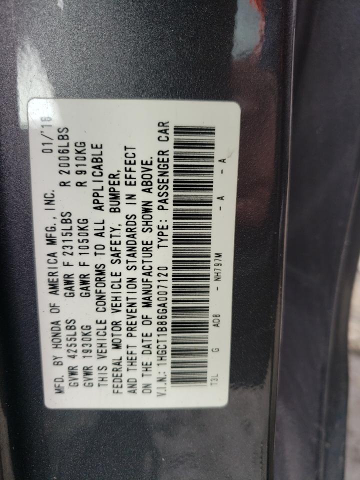 1HGCT1B86GA007120 HONDA ACCORD 2016