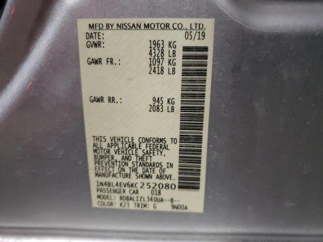 2019 NISSAN ALTIMA SL - 1N4BL4EV6KC252080